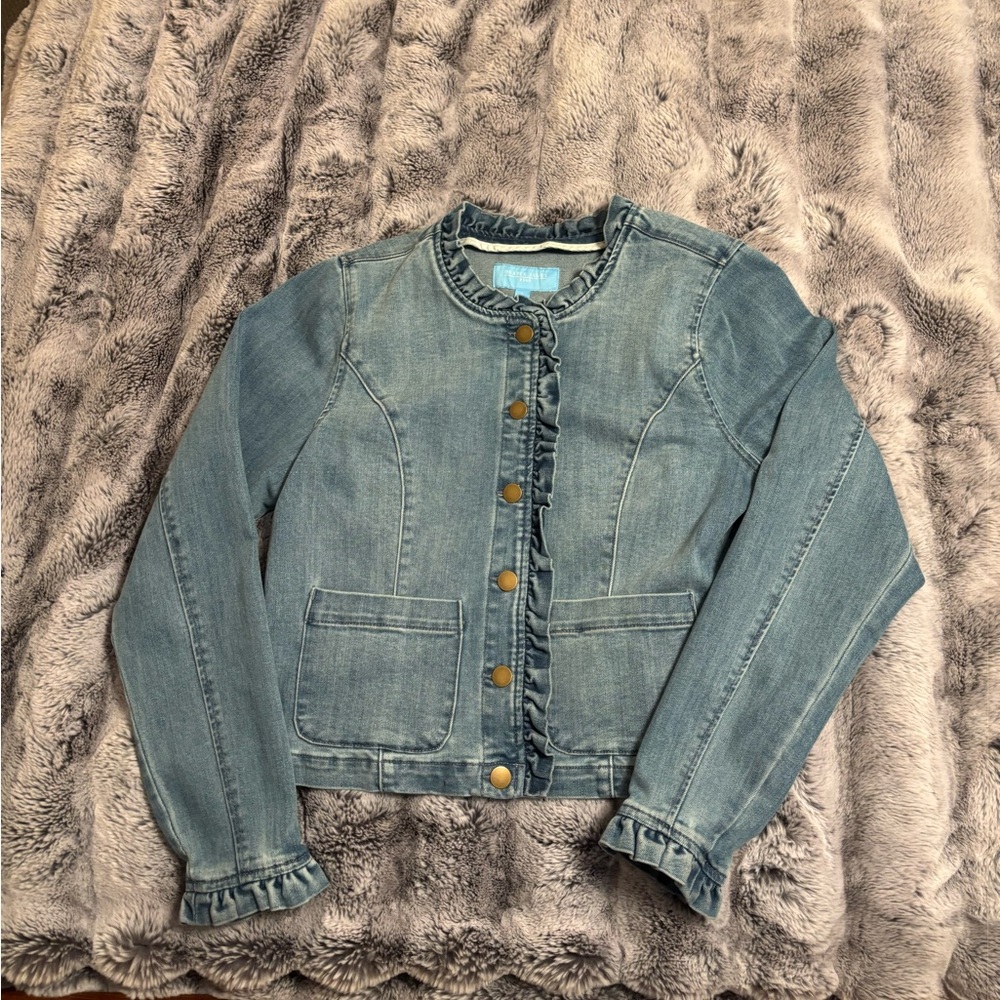 Draper James Light Blue Denim Jacket with Ruffle Detail